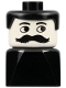 Minifig No: dupfig042  Name: Duplo 2 x 2 x 2 Figure Brick Early, Male on Black Base, Black Hair, Moustache