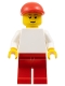 Minifig No: edu011  Name: Plain White Torso with White Arms, Red Legs, Black Cap