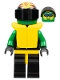 Minifig No: ext005  Name: Extreme Team - Green, Black Legs with Yellow Hips, Green Flame Helmet, Life Jacket