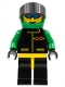Minifig No: ext006  Name: Extreme Team - Green, Black Legs with Yellow Hips, Green Helmet Plain