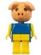 Minifig No: fab11a  Name: Fabuland Pig - Percy Pig, Yellow Legs and Arms, Blue Top