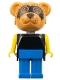 Minifig No: fab12d  Name: Fabuland Bear - Ricky Raccoon, Blue Legs, Black Top, Yellow Arms, Large Eyes Mask