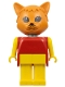 Lot ID: 308086024  Minifig No: fab3f  Name: Fabuland Cat - Charlie Cat, Brown Head, Yellow Legs and Arms, Red Top