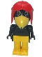 Minifig No: fab4d  Name: Fabuland Bird - Charlie / Joe Crow, Black Head, Red Pilot Helmet, Black Eyes