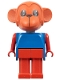 Minifig No: fab8c  Name: Fabuland Monkey - Mark Monkey, Red Head, Legs and Arms, Blue Top