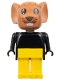 Minifig No: fab9d  Name: Fabuland Mouse - Michael Mouse (Moe), Brown Head, Yellow Legs, Black Top