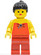 Minifig No: fbr001  Name: Red Halter Top - Red Legs, Black Ponytail Hair