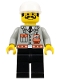 Minifig No: fire001  Name: Fire - City Center 1, Black Legs, White Cap, Moustache