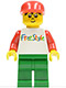 Minifig No: fre001  Name: FreeStyle Timmy with Green Legs and Red Hat