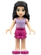 Minifig No: frnd0001  Name: Friends Emma - Magenta Layered Skirt, Lavender Top