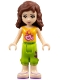 Minifig No: frnd0006  Name: Friends Olivia (Light Nougat) - Lime Cropped Trousers, Orange Top