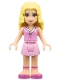 Minifig No: frnd0013  Name: Friends Marie - Bright Pink Skirt, Bright Pink Sleeveless Blouse Top