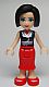 Minifig No: frnd0018  Name: Friends Anna - Red Long Skirt, Dark Blue Sleeveless Blouse Top