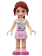 Minifig No: frnd0022  Name: Friends Mia - Bright Pink Skirt, Light Aqua Halter Neck Top