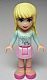 Minifig No: frnd003  Name: Friends Stephanie, Bright Pink Skirt, Light Aqua Long Sleeve Top