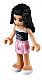 Minifig No: frnd0034  Name: Friends Emma - Bright Pink Layered Skirt, Dark Blue Top