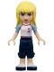 Minifig No: frnd0036  Name: Friends Stephanie - Dark Blue Cropped Trousers, White Soccer Jersey