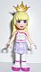 Minifig No: frnd0038  Name: Friends Stephanie - Lavender Layered Skirt, White Top with Star Belt, Gold Tiara