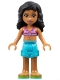 Minifig No: frnd0039  Name: Friends Kate - Medium Azure Shorts, Striped Bikini Top