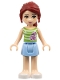 Minifig No: frnd0045  Name: Friends Mia - Bright Light Blue Skirt, Green Top with White Stripes