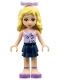 Minifig No: frnd0049  Name: Friends Danielle - Dark Blue Layered Skirt, Lavender Top, Bow