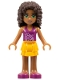 Minifig No: frnd0055  Name: Friends Andrea - Bright Light Orange Layered Skirt, Magenta Top
