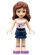 Minifig No: frnd0062 Name: Friends Olivia (Light Nougat) - Dark Blue Layered Skirt, White Top Minifig No: frnd0062 Name: Friends Olivia (Light Nougat) - Dark Blue Layered Skirt, White Top