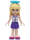 Minifig No: frnd0064  Name: Friends Stephanie - Dark Purple Skirt, White Plaid Button Shirt, Bow