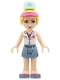 Minifig No: frnd0076  Name: Friends Stephanie - Sand Blue Skirt, White Top with Red Cross Logo, Light Aqua Nurse Hat