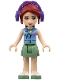 Minifig No: frnd0080  Name: Friends Mia - Sand Green Skirt, Medium Blue Top with Red Cross Logo and Scarf, Dark Purple Headphones
