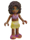 Minifig No: frnd0087  Name: Friends Andrea - Bright Light Yellow Shorts, Magenta and White Striped Bikini Top