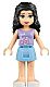 Minifig No: frnd0090  Name: Friends Emma - Bright Light Blue Skirt, Lavender Top with Flowers