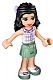 Minifig No: frnd0095  Name: Friends Emma - Sand Green Skirt, White Plaid Button Shirt, Bow