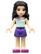 Minifig No: frnd0108 Name: Friends Emma - Dark Purple Skirt, Light Aqua Top with Flower at Neck Minifig No: frnd0108 Name: Friends Emma - Dark Purple Skirt, Light Aqua Top with Flower at Neck
