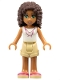 Minifig No: frnd0114  Name: Friends Andrea - Tan Shorts, White Top with Necklace with Music Notes