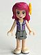 Minifig No: frnd0124  Name: Friends Livi - Flat Silver Layered Skirt, Medium Lavender Vest, Flower