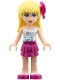 Minifig No: frnd0125  Name: Friends Stephanie - Magenta Layered Skirt, White One Shoulder Top with Stars, Bow