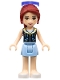 Minifig No: frnd0126  Name: Friends Mia - Bright Light Blue Skirt, Dark Blue Vest Top, Sunglasses