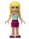 Minifig No: frnd0127 Name: Friends Stephanie - Magenta Layered Skirt, Light Aqua Top with Flower Minifig No: frnd0127 Name: Friends Stephanie - Magenta Layered Skirt, Light Aqua Top with Flower