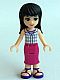 Minifig No: frnd0131  Name: Friends Maya - Magenta Mid Length Skirt, White Plaid Button Shirt
