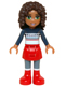 Minifig No: frnd0133  Name: Friends Andrea - Red Skirt and Boots, Dark Blue Sweater Top