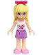 Minifig No: frnd0143 Name: Friends Stephanie - Medium Lavender Skirt, White Top with Stars, Magenta Bow Minifig No: frnd0143 Name: Friends Stephanie - Medium Lavender Skirt, White Top with Stars, Magenta Bow