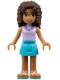 Minifig No: frnd0160  Name: Friends Andrea - Medium Azure Skirt, Lavender Top