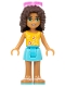 Minifig No: frnd0169  Name: Friends Andrea - Medium Azure Skirt, Bright Light Orange Top with Music Notes, Sunglasses