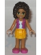 Minifig No: frnd0176 Name: Friends Andrea - Bright Light Orange Layered Skirt, Magenta Vest Top Minifig No: frnd0176 Name: Friends Andrea - Bright Light Orange Layered Skirt, Magenta Vest Top