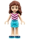 Minifig No: frnd0179 Name: Friends Olivia (Light Nougat) - Medium Azure Layered Skirt, Magenta and White V-Striped Top and Medium Azure Necklace Minifig No: frnd0179 Name: Friends Olivia (Light Nougat) - Medium Azure Layered Skirt, Magenta and White V-Striped Top and Medium Azure Necklace