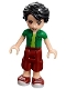 Minifig No: frnd0182  Name: Friends Oliver - Dark Red Cropped Trousers Large Pockets, Green Shirt