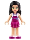 Minifig No: frnd0183  Name: Friends Emma - Magenta Layered Skirt, White Top with Magenta Apron