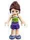 Minifig No: frnd0193  Name: Friends Naomi (Light Nougat) - Lime Halter Top with Dark Green Dots, Dark Purple Shorts, Sand Blue Shoes