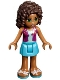 Minifig No: frnd0198  Name: Friends Andrea - Medium Azure Skirt, Magenta Vest Top
